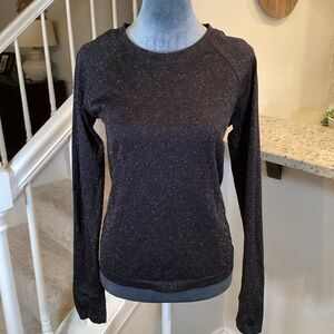 Athleta Momentum Black Glittery Top Size S
